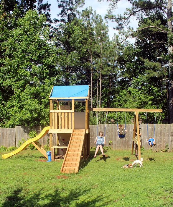 DIY Swing Set, Part 3: The Swing Set has SWINGS!